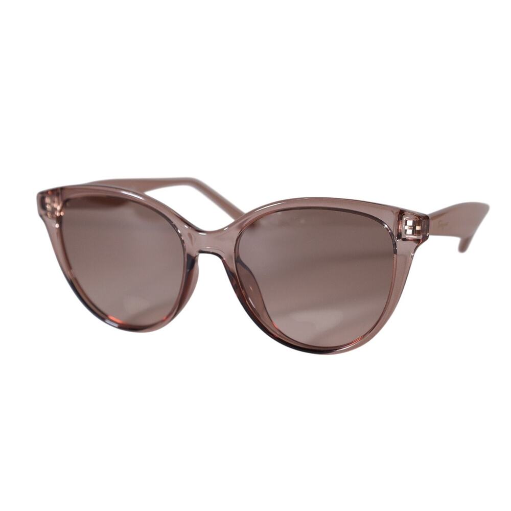 Salvatore Ferragamo Round Cat Eye Sunglasses-Transparent Sand/Sand Gradient-NWT - Picture 2 of 11